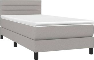 vidaXL Cama Box Spring Con Colch&oacute;n Tela Gris Claro 90x190 Cm Vidaxl
