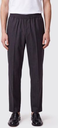 Ami Pantaloni slim fit gessati in lana con vita elasticizzata