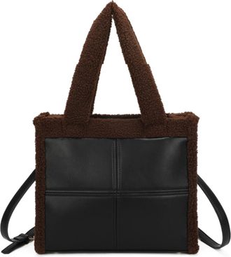 Generic Faux Leather Handbag with Leopard Print Fur Trim, Tote Style with Shoulder Straps, Fashion Crossbody Purse (Coffee)