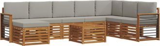 vidaXL Conjunto De Sof&aacute;s De Exterior 9 Uds. Gris Natural Y Claro Vidaxl