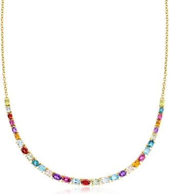 Ross-Simons Multi-Gemstone Necklace in 18kt Gold Over Sterling