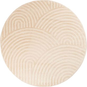 Nazar Rugs Alfombra redondo con dise&ntilde;o de arco iris en relieve - crema - d160 cm