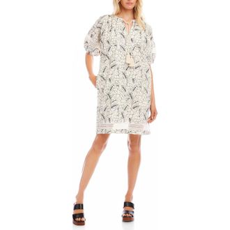 Karen Kane Floral Embroidered Tassel Cotton Dress in Cream at Nordstrom, Size X-Large P