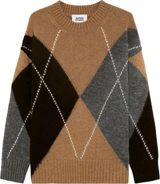 Alpha Studio Round-neck Truien - Dames - Ronde hals truien - Bruin - S - Wol - Truien & Vesten
