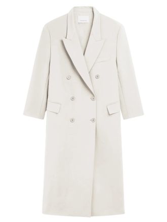 Frankie Shop Long Viscose Coat With Structured Silhouette And Lapel Collar