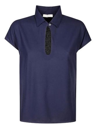 Zanone keyhole-neckline polo shirt - women - Polyester - 44 - Blue