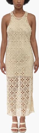Off-white Crochet Tank Dress With Inner Slip Off-White