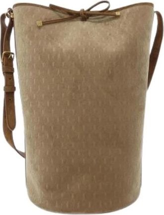 Saint Laurent Pre-owned Le Monogram Bucket Bag Velvet Suede Shoulder Bag - Dames - Vintage Tas - Beige - ONE Size - Su&egrave;de - Vintage