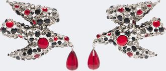 Saint Laurent Dove embellished clip-on earrings