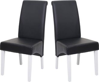 Hhg Hhg - Nunca Usado] 2x Sill&oacute;n De Comedor Silla M37, Cuero, Negro, Pies Blancos