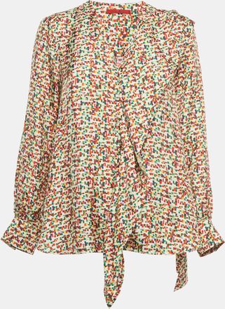 Carolina Herrera Multicolor Printed Silk Frill Detail Blouse