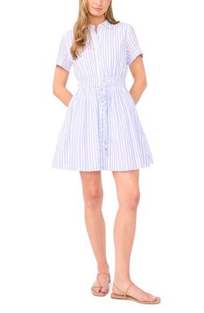 Ted Baker Prentiss Tie Waist Cotton Mini Shirtdress in Blue Surf at Nordstrom, Size X-Small