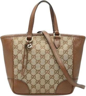 Gucci Pre-owned Handbags, female, Brown, Size: ONE SIZE Pre-owned GG Canvas Leather 2way Handbag