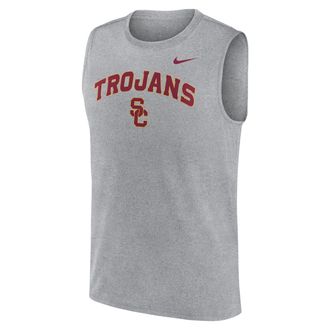 Nike USC Primetime Arch Legend Nike Mens Dri-FIT College Muscle Tank Top in Grey | 01B306GSCJ-G1M