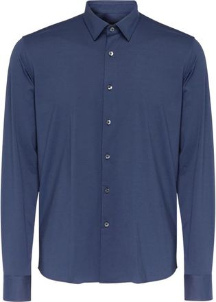 Roberto Ricci Design Oxford Jacquard Open Shirt - Heren - Casual Overhemden - Blauw - M - Katoen - Overhemden