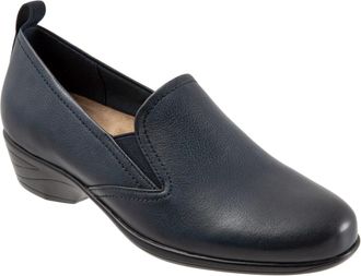 Trotters Reggie T2065-400 Flat Womens Blue Leather Loafers Shoes JOBB1052