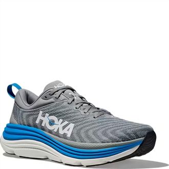 Hoka One One Mens Gaviota 5 Wide Running Shoes In Limestone/blue