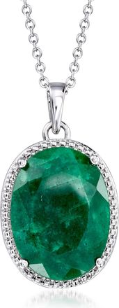 Ross-Simons Emerald Pendant Necklace in Sterling Silver
