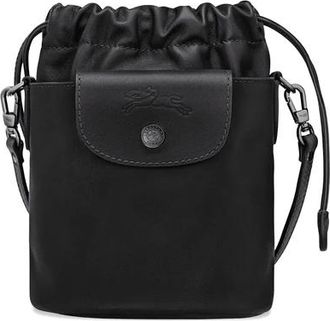 Longchamp Bucket Bags, female, Black, Size: ONE SIZE Parisian Black Drawstring Shoulder Bag