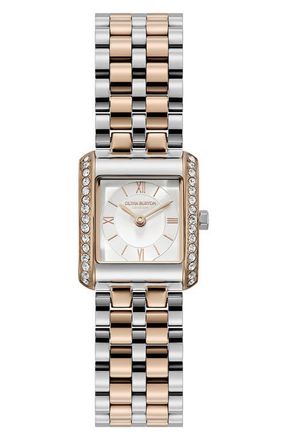 Olivia Burton Berkley Square Quartz Bracelet Watch, 21mm in Silver White at Nordstrom