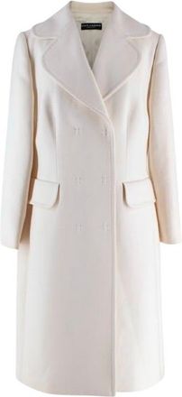 Dolce & Gabbana Cream Double Breasted Longline Wool Coat Size XL
