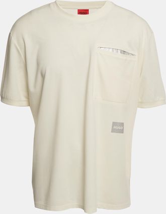 HUGO BOSS Boss By Hugo Boss Cream Logo Patch Cotton Blend T-Shirt