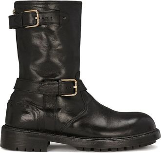 Dolce & Gabbana Stijlvolle Leren Laarzen - Heren - Veterlaarzen - Zwart - 44 EU - Schoenen