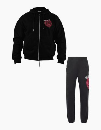 Just Cavalli Mens Dripping Logo Zip Up Black Tracksuit - Size: 40/Regular