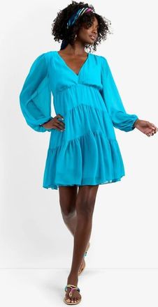 Trina Turk Make Merry Georgette Dress in Coastal Cyan at Nordstrom, Size X-Small