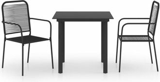 vidaXL Set De Comedor De Jard&iacute;n De 3 Piezas Vidrio Y Acero Negro Vidaxl