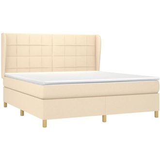 vidaXL Vidaxl - Cama Box Spring Con Colch&oacute;n Tela Color Crema 160x200 Cm