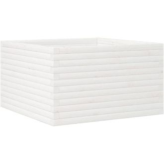 vidaXL Jardinera Madera Maciza De Pino Blanco 80x80x45,5 Cm Vidaxl