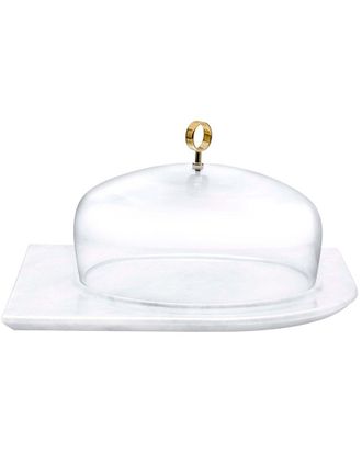 Nude Glass Cupola Large Cake Dome With Marble Base