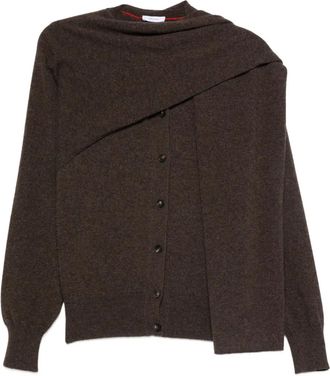 Ferragamo Cardigan asimmetrico - Marrone