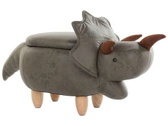 Beliani Pouf Animaletto Forma Di Triceratopo Tessuto Verde Gambe In Legno Triceratops
