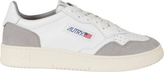 Autry White Gray Medalist Low Two-Tone Laces Leather Sneakers
