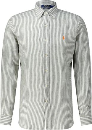 Polo Ralph Lauren Custom Fit Linnen Overhemd - Heren - Casual Overhemden - Groen - 2XL - Linnen - Overhemden