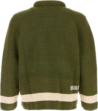 Bode Mens Crochet Shirt Green Cotton