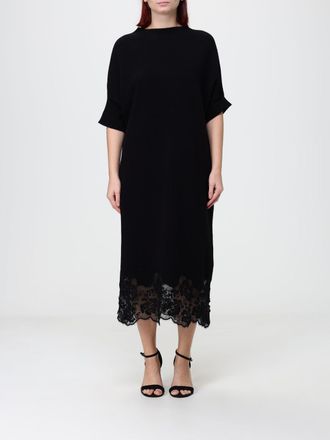 Fabiana Filippi Abito midi A-line in lana e seta con inserti in pizzo