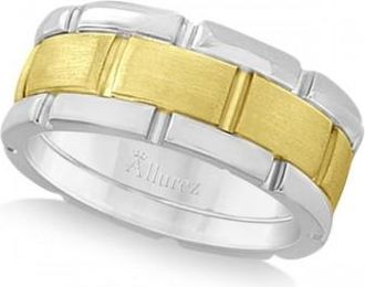 Allurez Comfort-Fit Two-Tone Wedding Band (8.5mm)