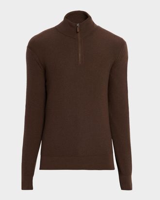 Ermenegildo Zegna Men & apos;s Cashmere Waffle-Knit Quarter-Zip Sweater