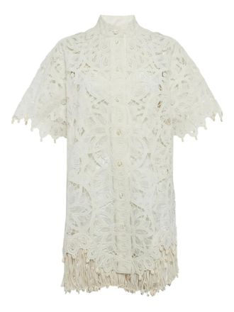 Zimmermann silk lace cut-out mini dress - Neutrals