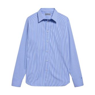 Balenciaga Overhemden, Dames, Blauw, M, Katoen, Gestreept Poplin Shirt