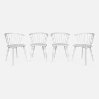 Sweeek Sweeek - Silla De Bar De Madera Y Contrachapado, Set De 4, Paula, Blanco, 53x47.5x76 Cm