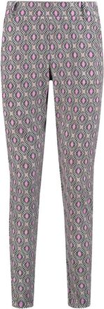 Hart by Helena Hart Chino Print Disc Roze Broek - Dames - Slim Fit Broeken - Veelkleurig - L - Katoen - Broeken
