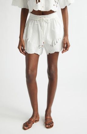 Zimmermann Mahon Embroidered Cotton Shorts in Ivory at Nordstrom, Size 0
