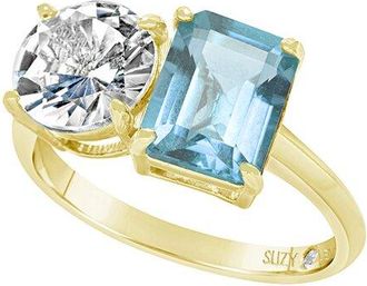 Suzy Levian Gold Over Silver 5.00 Ct. Tw. Gemstone Toi Et Moi Ring