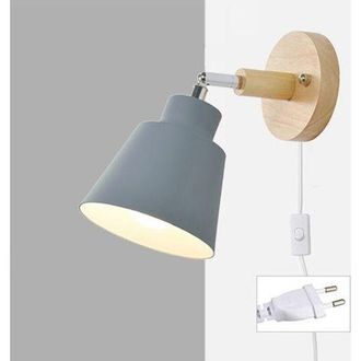 OEM Aplique De Pared Macaron Con Portal&aacute;mparas, Aplique De Pared E27 Con Interruptor, L&aacute;mpara Tipo Madera, L&aacute;mpara De Mesilla De Noche Para Sal&oacute;n Y Dormit