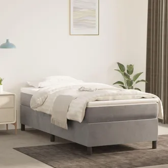 vidaXL Vidaxl - Estructura De Cama Sin Colch&oacute;n Terciopelo Gris Claro 90x190 Cm