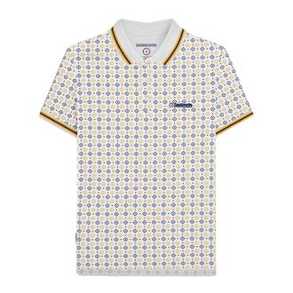 Lambretta Heren Geometrisch Poloshirt (Wit/Navy/Smoke Blue)